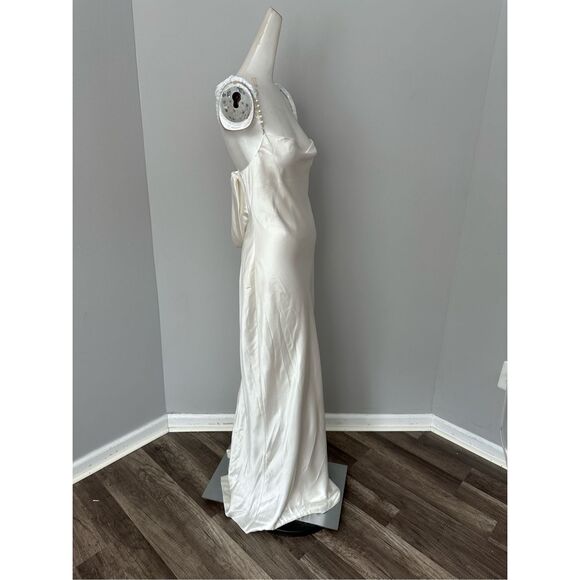NWT Retrofete Cowl Neck Open Back Pearl Strap Electra Maxi Dress White Medium $5 - Picture 11 of 13